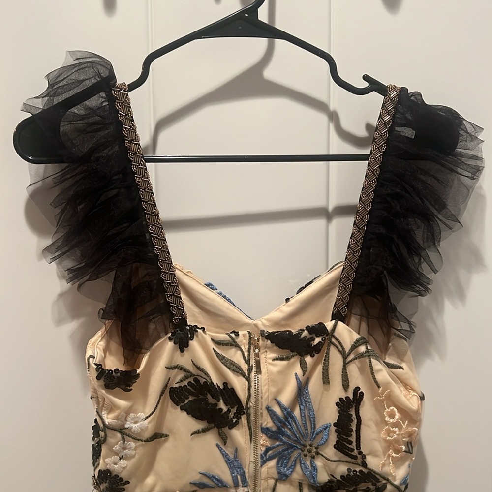 Lulus Show Stopper Cream Embroidered Sequin Bodycon Midi Dress - Picture 4 of 5